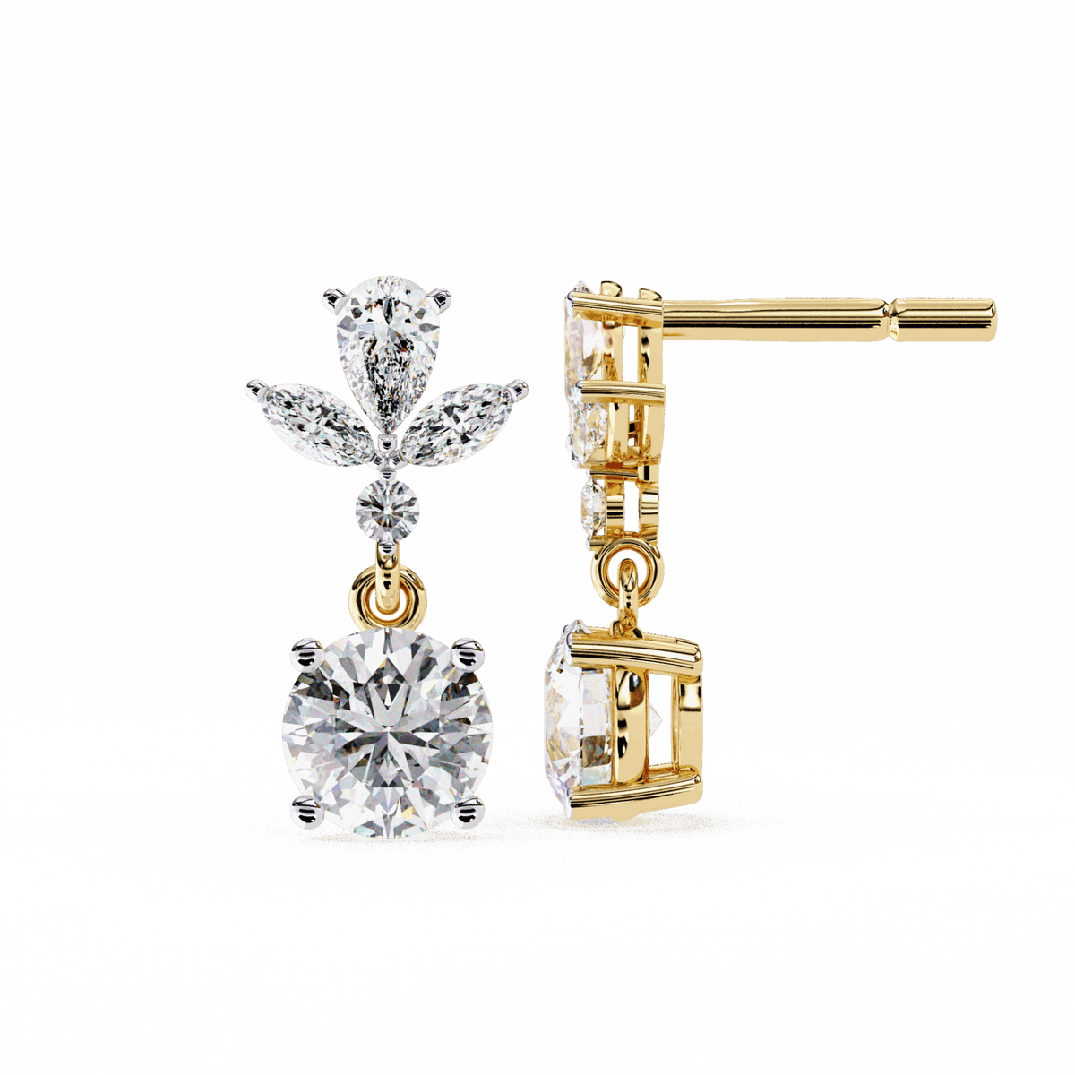 1.25 Carat Marquise & Pear Dangle Earrings in Moissanite | House of Estara