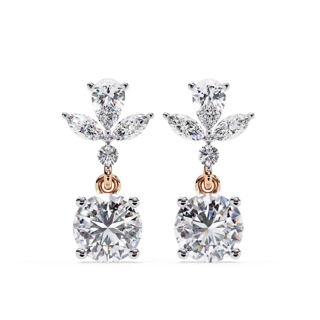 1.25 Carat Marquise & Pear Dangle Earrings in Moissanite | House of Estara