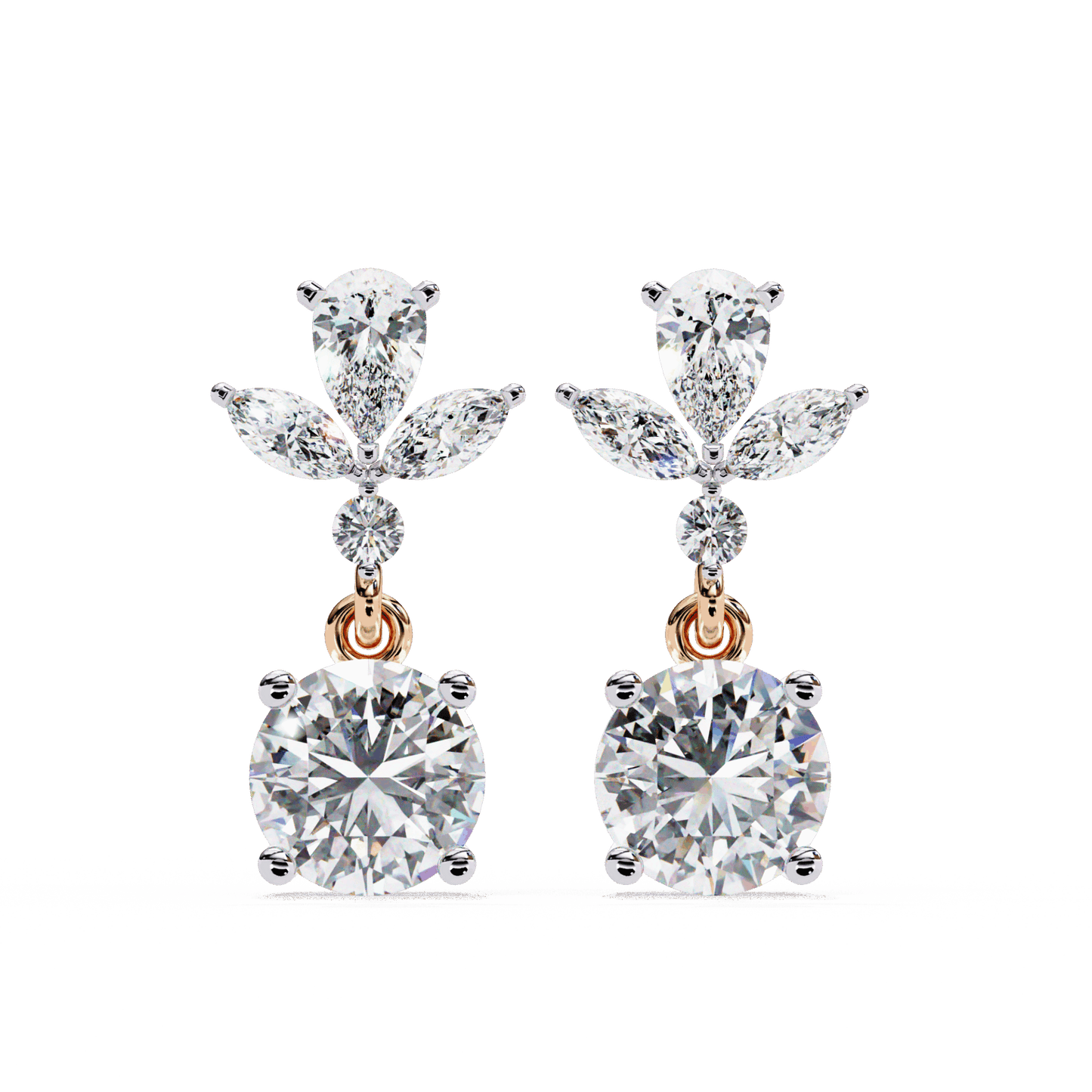 1.25 Carat Marquise & Pear Dangle Earrings in Moissanite | House of Estara