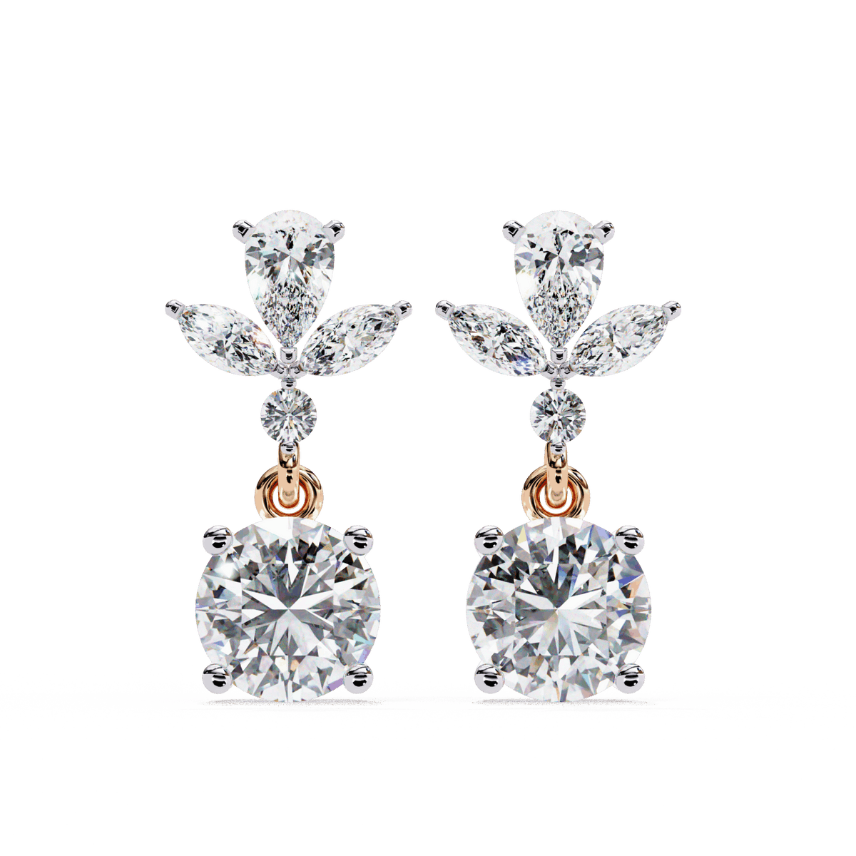 1.25 Carat Marquise & Pear Dangle Earrings in Moissanite | House of Estara