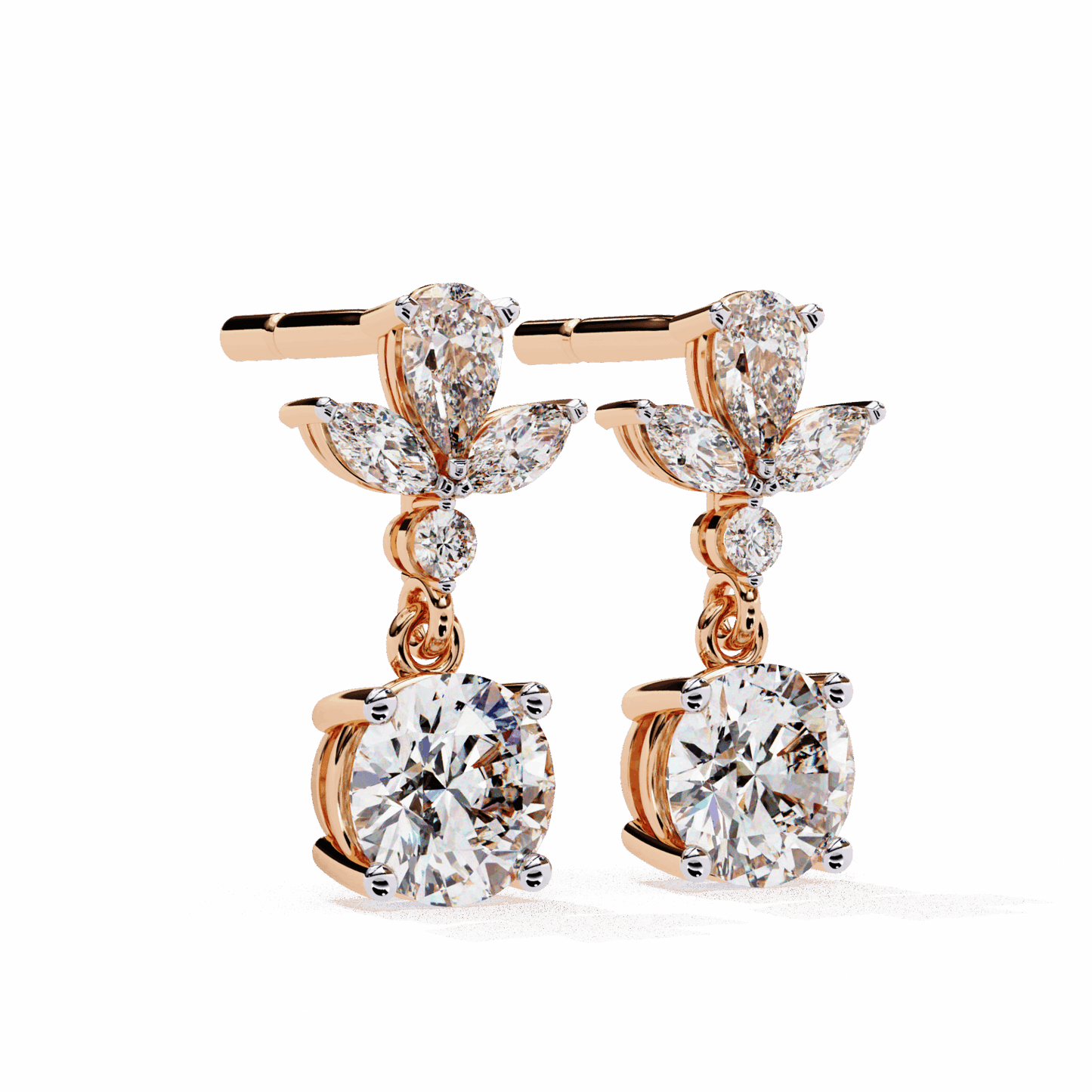 1.25 Carat Marquise & Pear Dangle Earrings in Moissanite | House of Estara