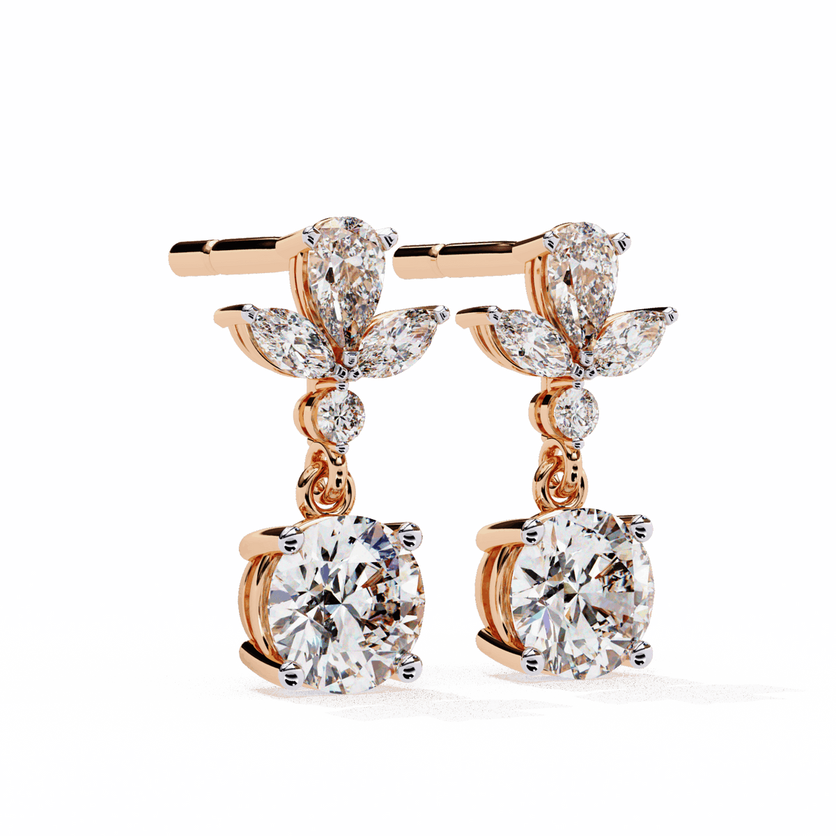 1.25 Carat Marquise & Pear Dangle Earrings in Moissanite | House of Estara