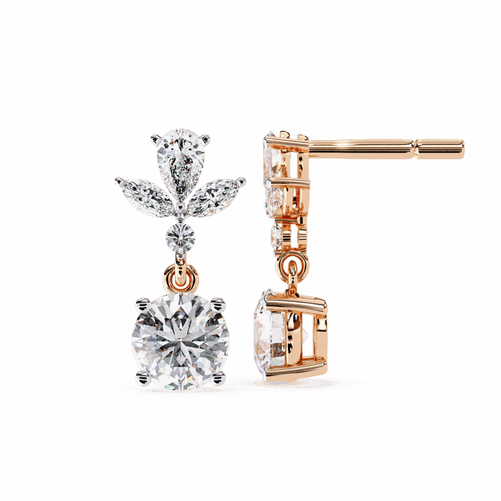 1.25 Carat Marquise & Pear Dangle Earrings in Moissanite | House of Estara