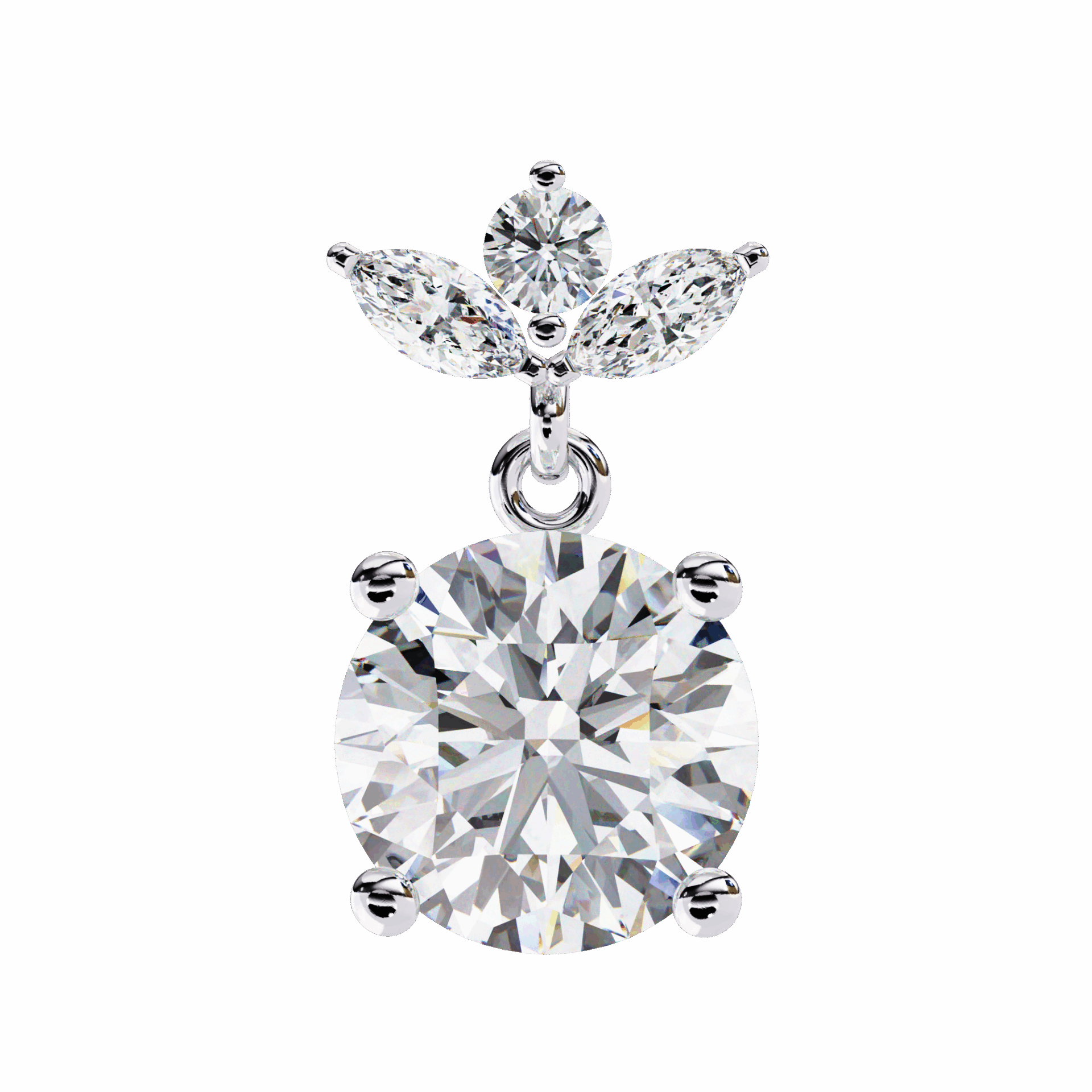 2 Carat Grace Marquise & Round Dangle Earrings in Moissanite | House of Estara