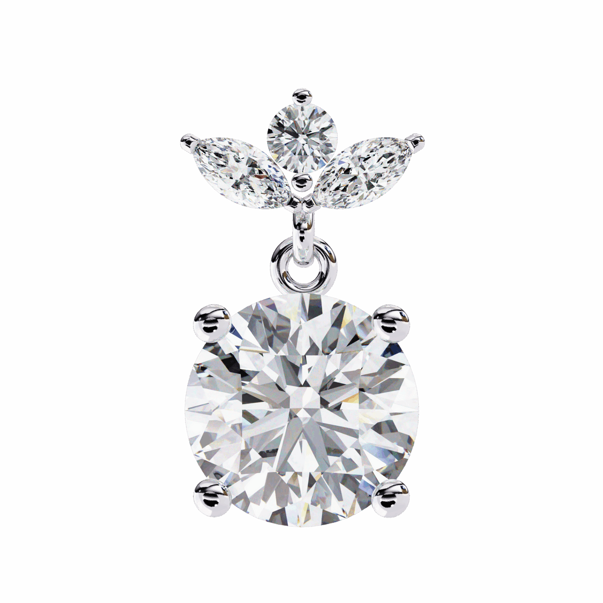 2 Carat Grace Marquise & Round Dangle Earrings in Moissanite | House of Estara