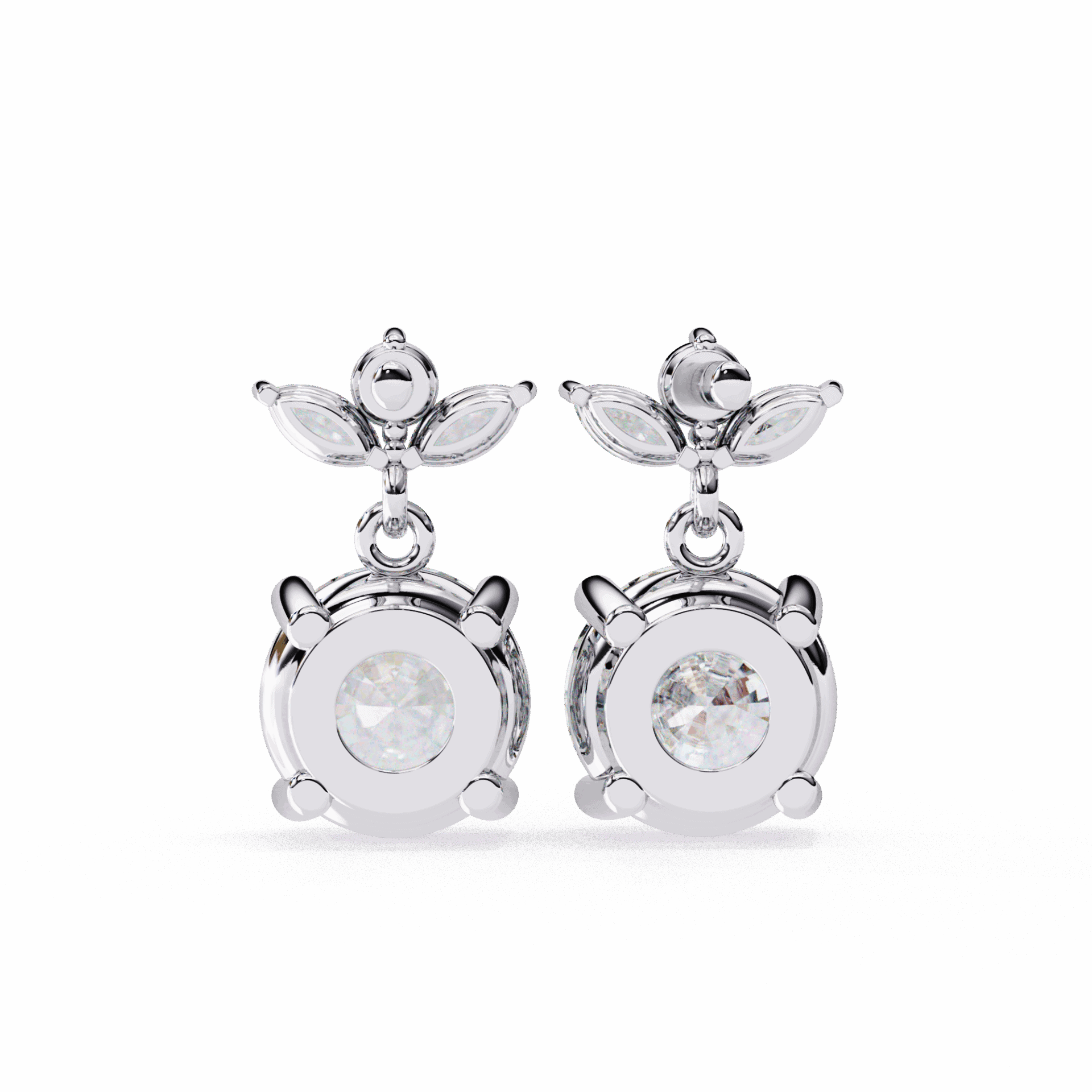 2 Carat Grace Marquise & Round Dangle Earrings in Moissanite | House of Estara
