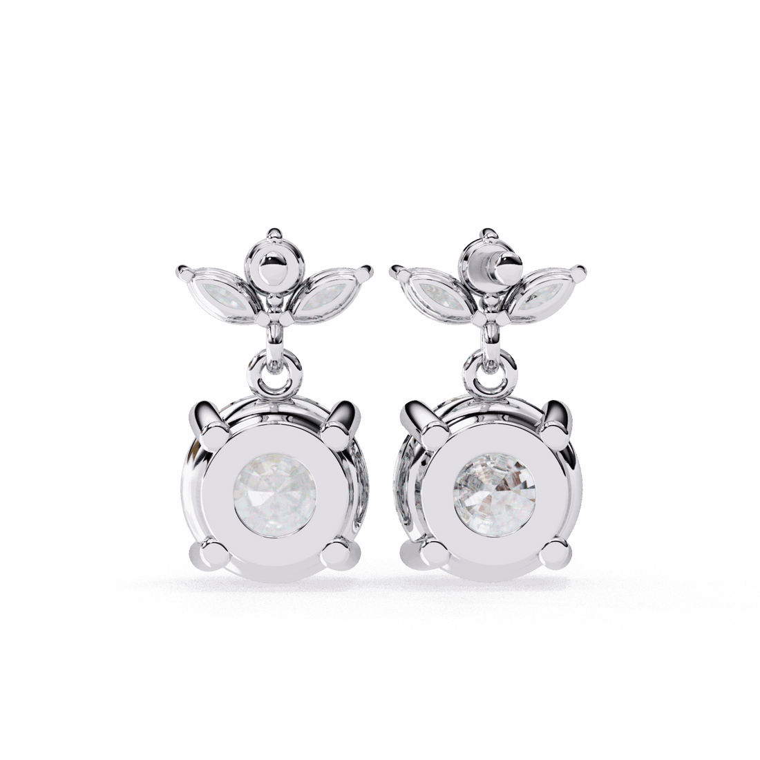 2 Carat Grace Marquise & Round Dangle Earrings in Moissanite | House of Estara