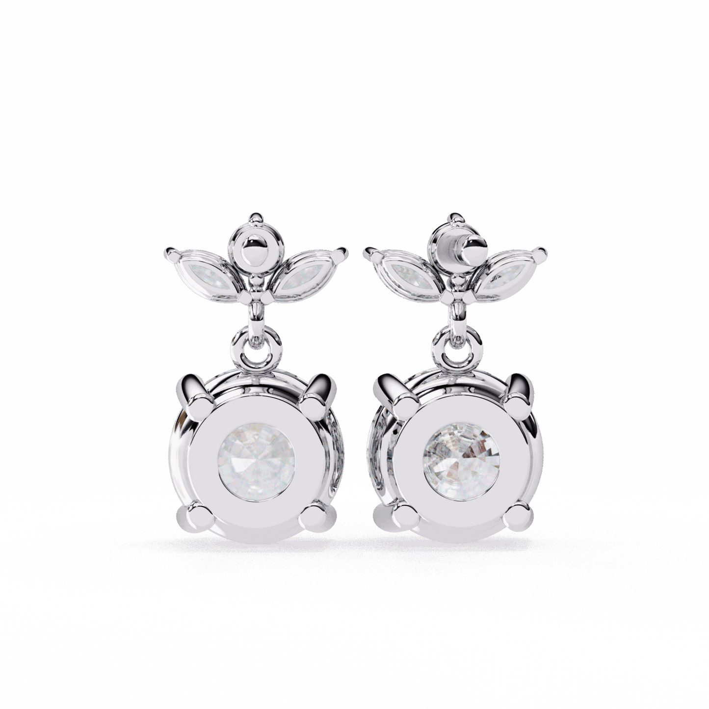 2 Carat Grace Marquise & Round Dangle Earrings in Moissanite | House of Estara