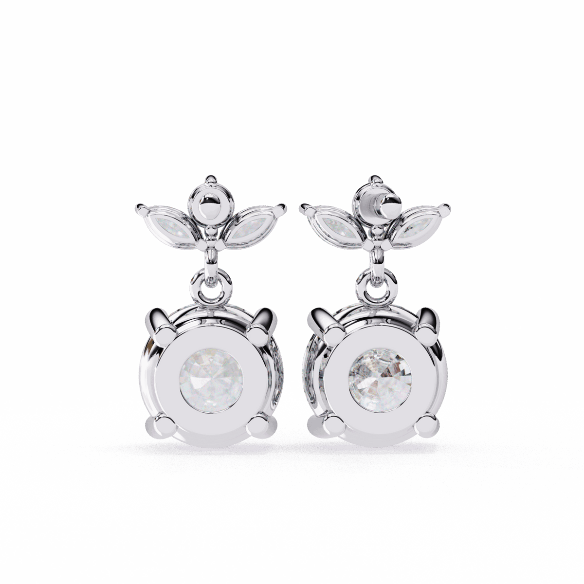 2 Carat Grace Marquise & Round Dangle Earrings in Moissanite | House of Estara