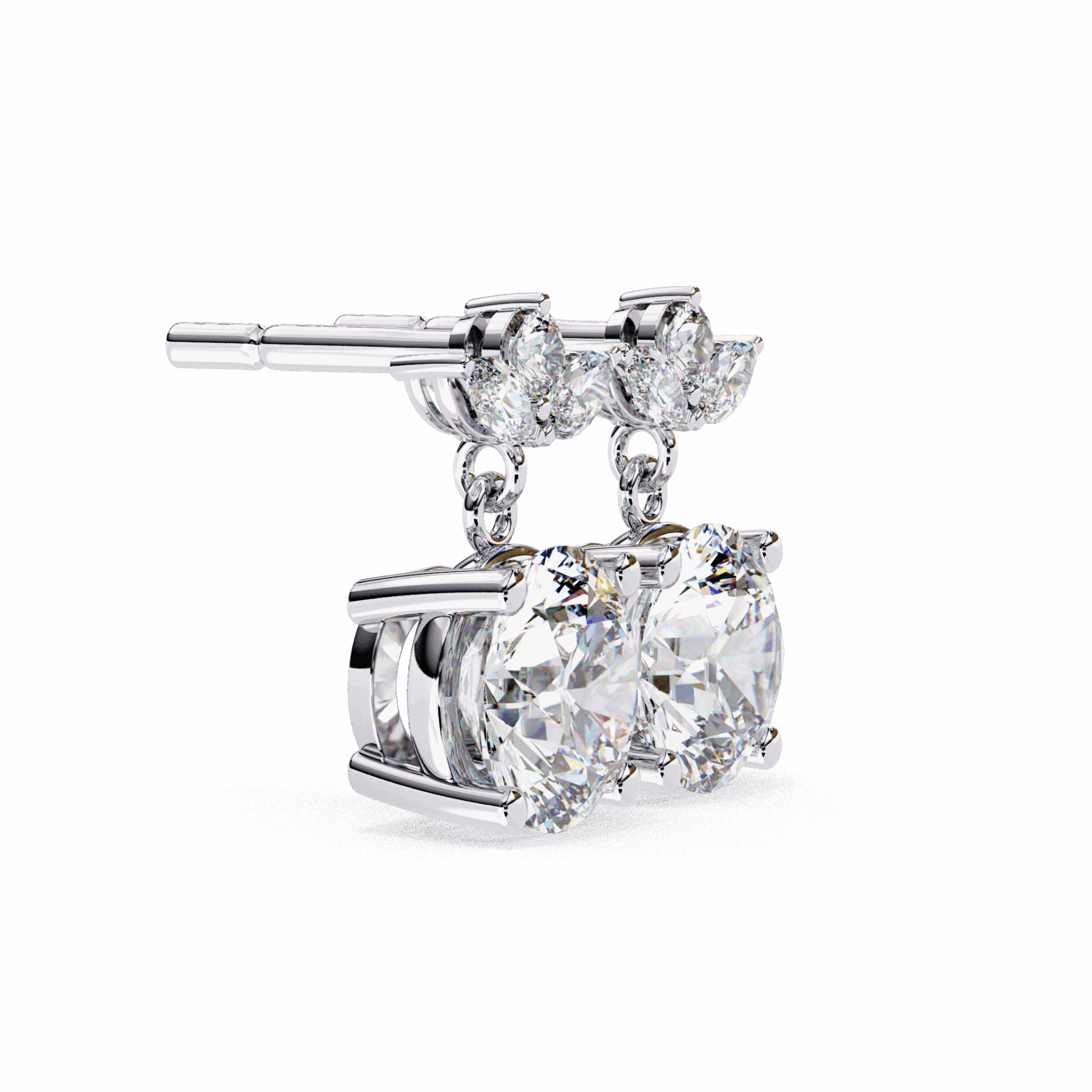 2 Carat Grace Marquise & Round Dangle Earrings in Moissanite | House of Estara