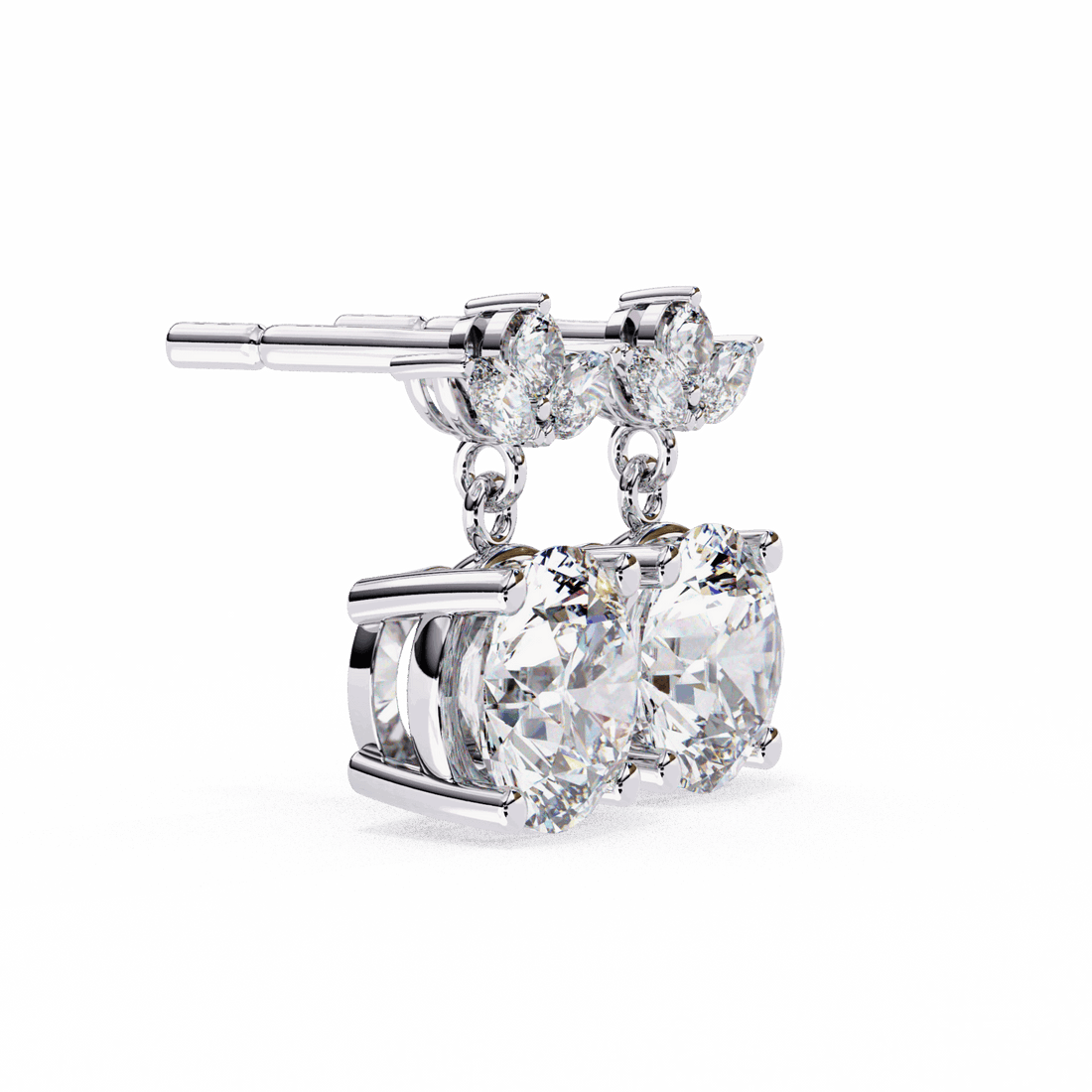 2 Carat Grace Marquise & Round Dangle Earrings in Moissanite | House of Estara