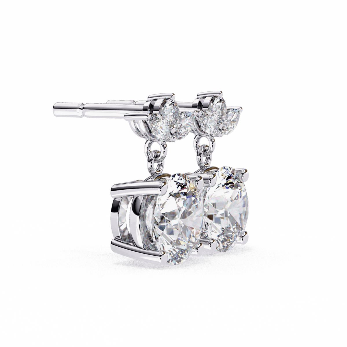 2 Carat Grace Marquise & Round Dangle Earrings in Moissanite | House of Estara