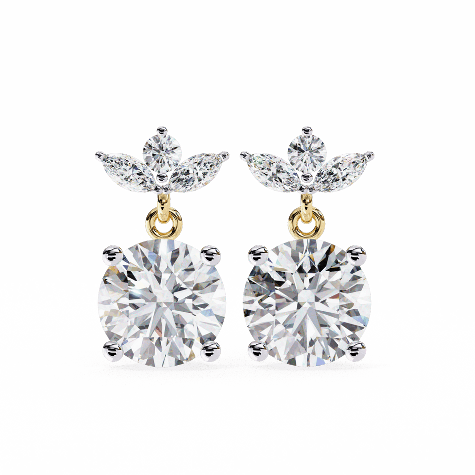 Round and Marquise Cut Grace Drop Earrings