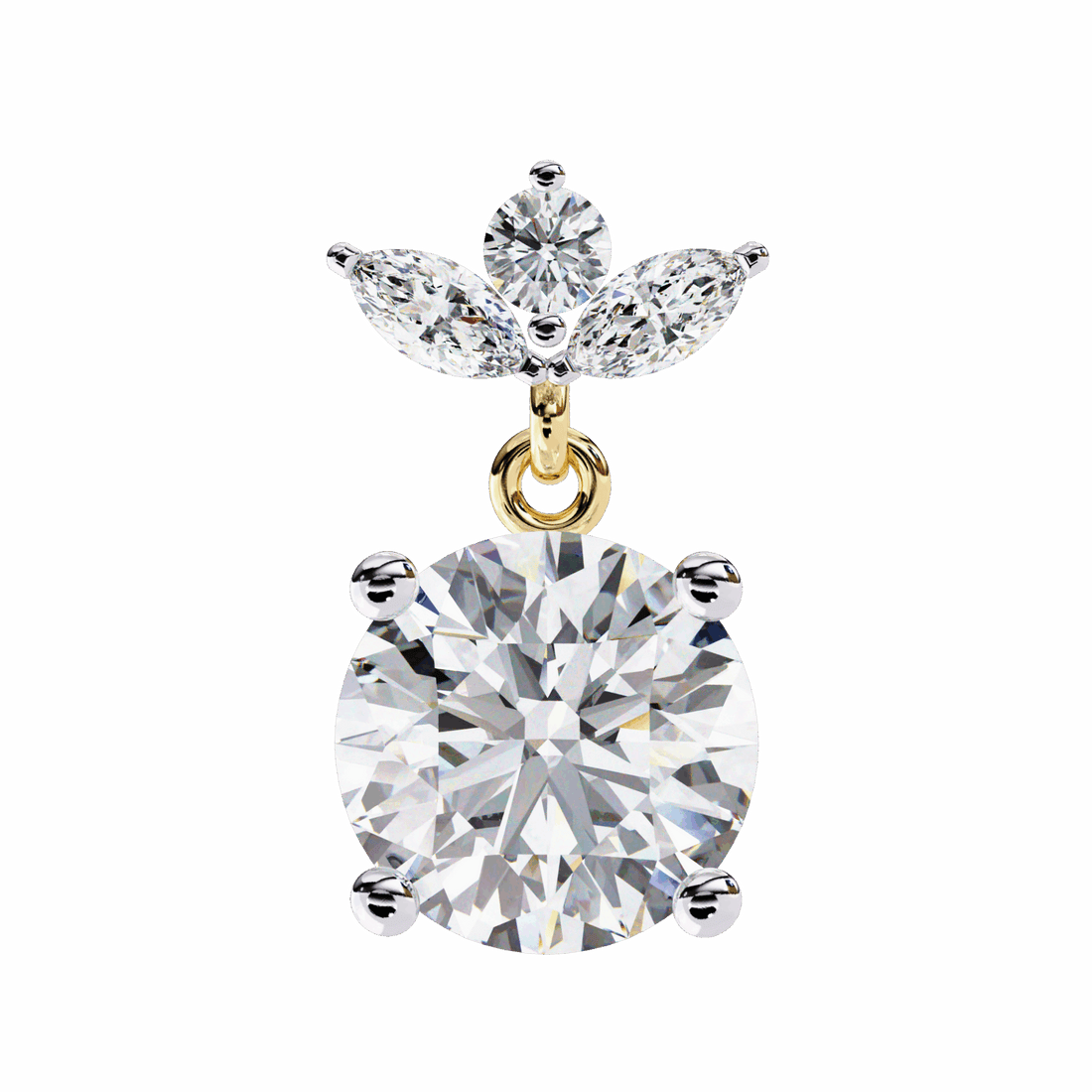 2 Carat Grace Marquise & Round Dangle Earrings in Moissanite | House of Estara