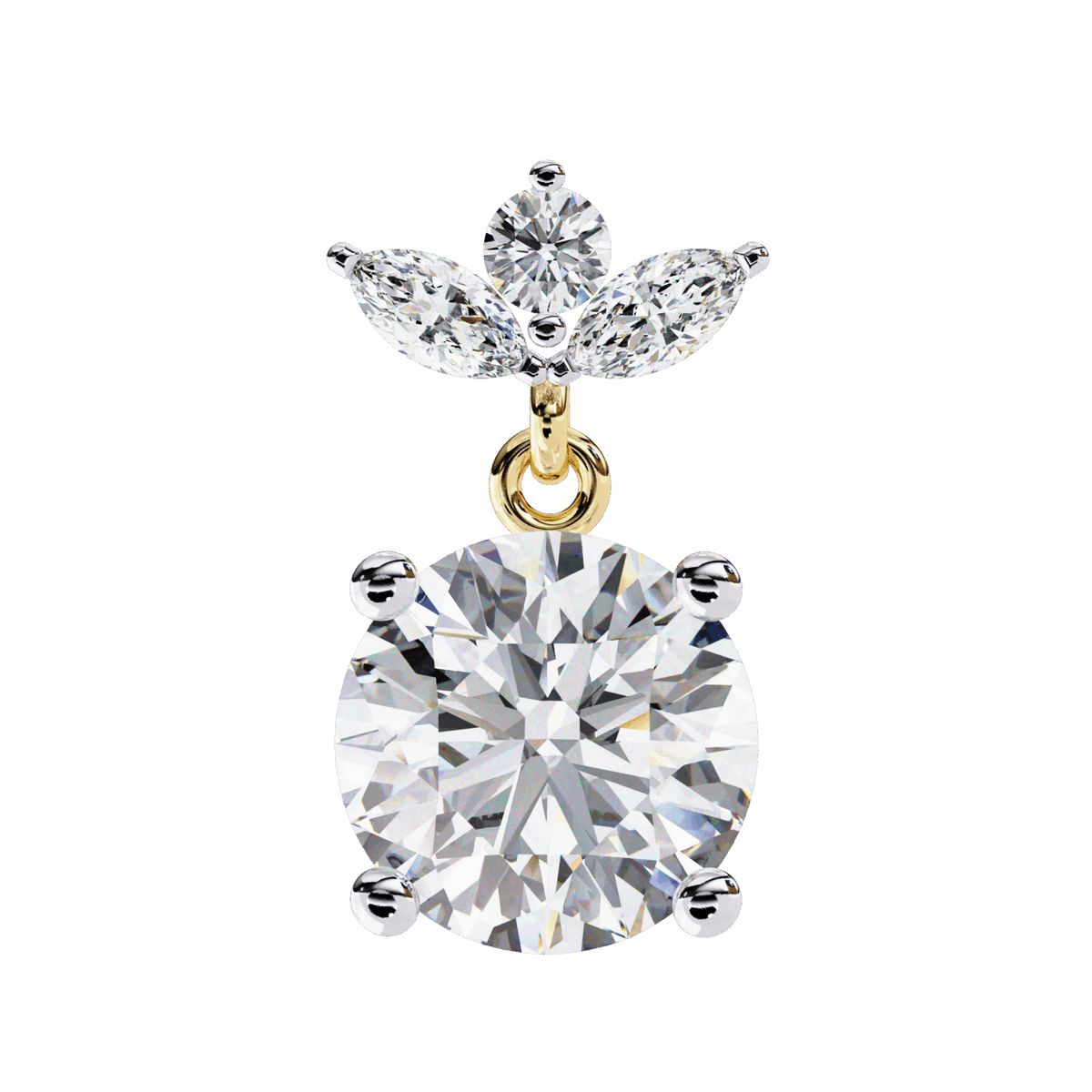 2 Carat Grace Marquise & Round Dangle Earrings in Moissanite | House of Estara