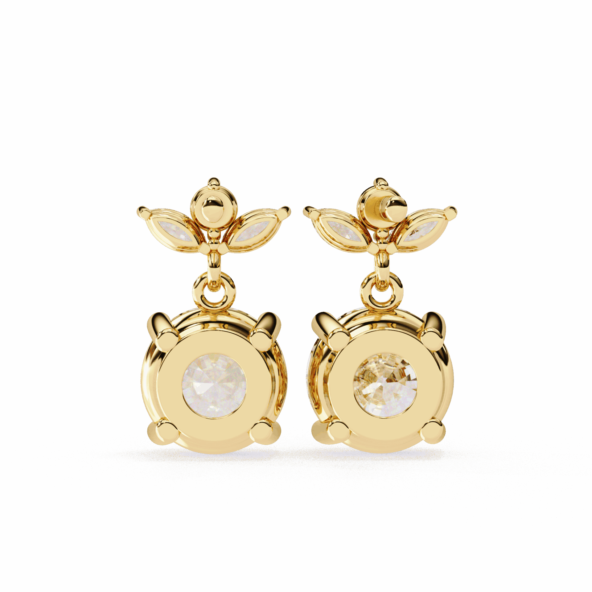 2 Carat Grace Marquise & Round Dangle Earrings in Moissanite | House of Estara