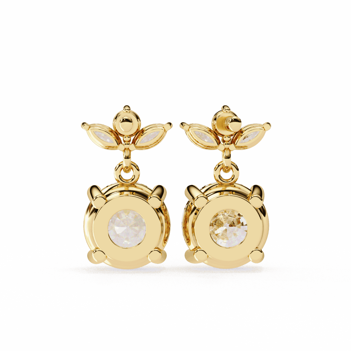 2 Carat Grace Marquise & Round Dangle Earrings in Moissanite | House of Estara