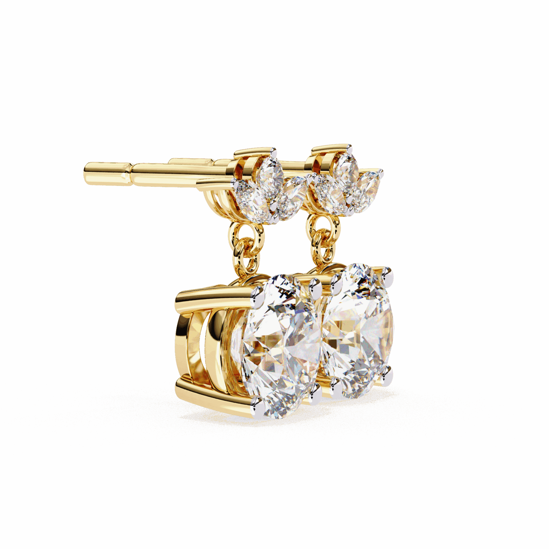 2 Carat Grace Marquise & Round Dangle Earrings in Moissanite | House of Estara