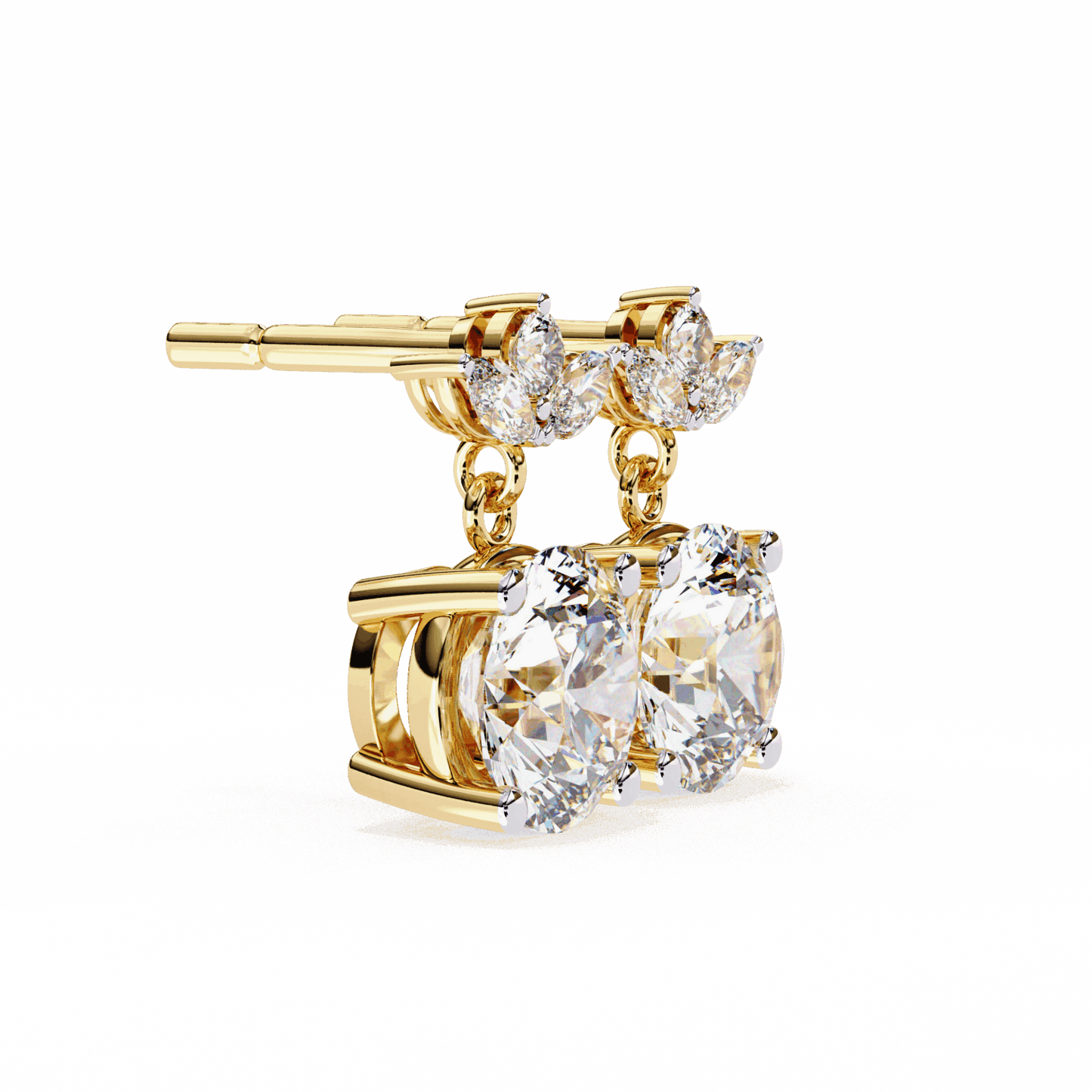 2 Carat Grace Marquise & Round Dangle Earrings in Moissanite | House of Estara