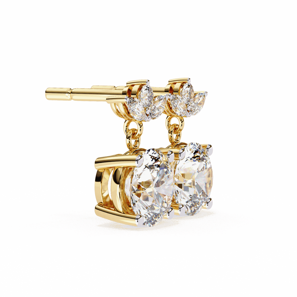 2 Carat Grace Marquise & Round Dangle Earrings in Moissanite | House of Estara