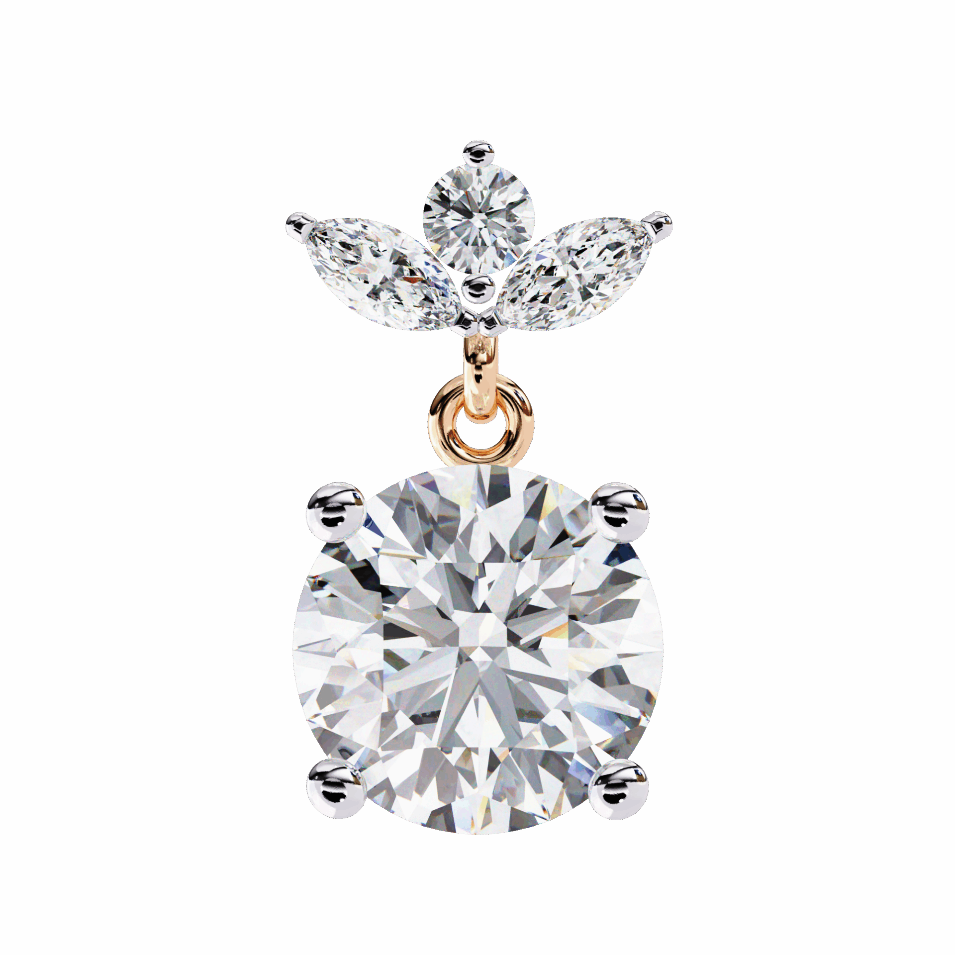 2 Carat Grace Marquise & Round Dangle Earrings in Moissanite | House of Estara