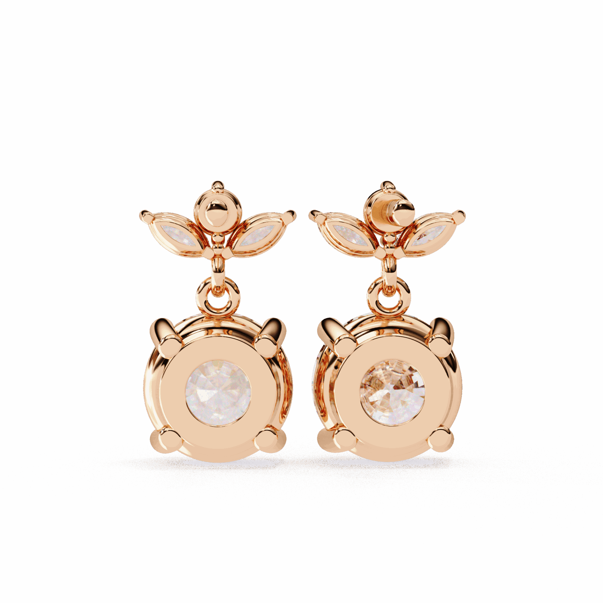 2 Carat Grace Marquise & Round Dangle Earrings in Moissanite | House of Estara
