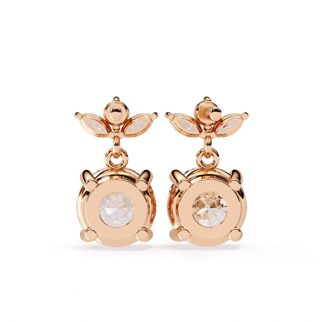 2 Carat Grace Marquise & Round Dangle Earrings in Moissanite | House of Estara