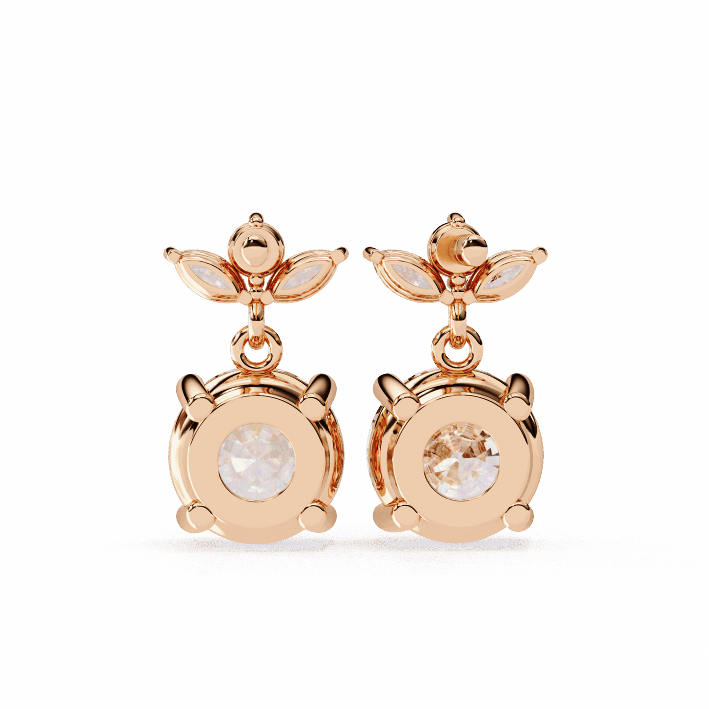 2 Carat Grace Marquise & Round Dangle Earrings in Moissanite | House of Estara