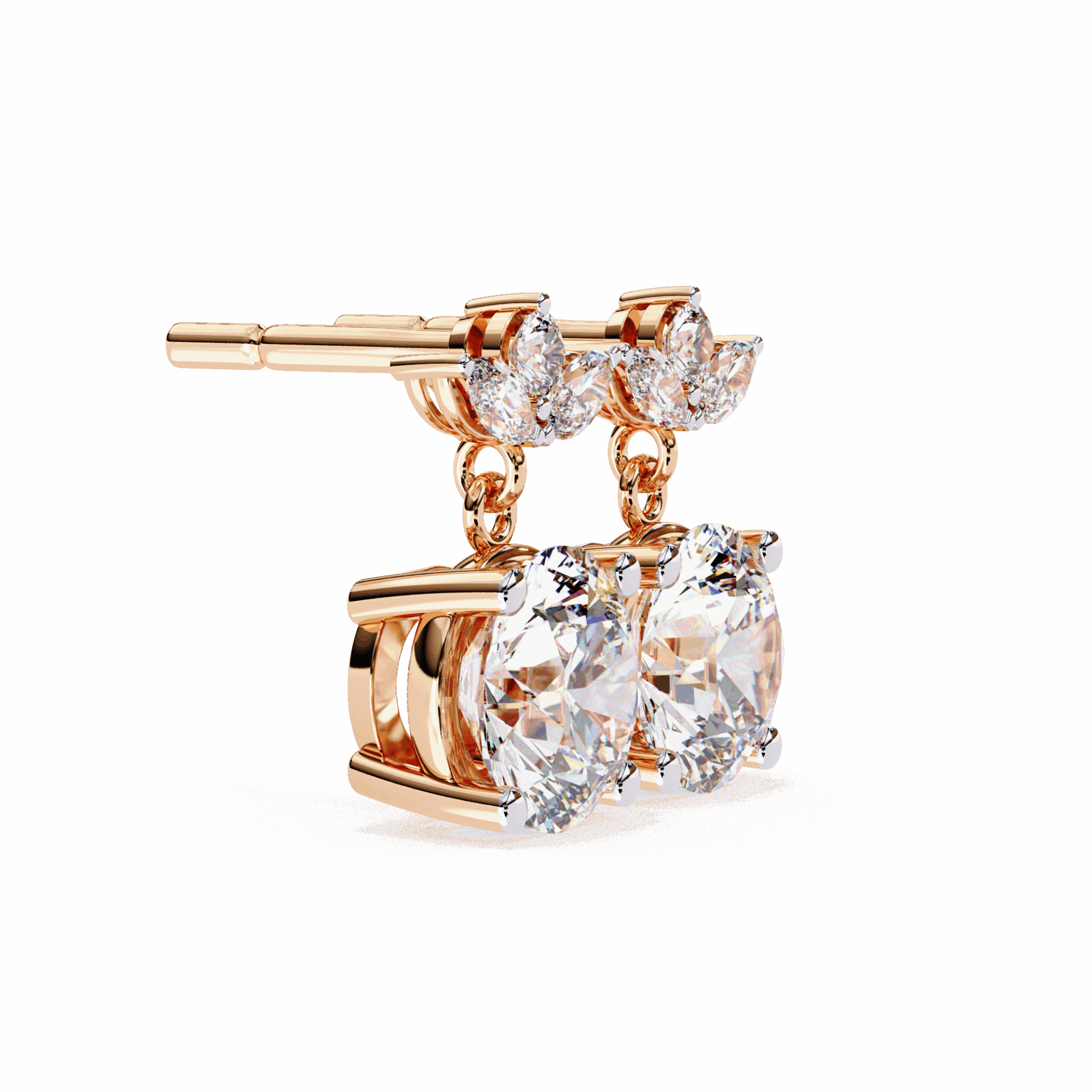 2 Carat Grace Marquise & Round Dangle Earrings in Moissanite | House of Estara