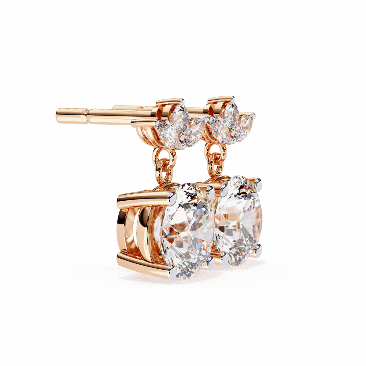 2 Carat Grace Marquise & Round Dangle Earrings in Moissanite | House of Estara