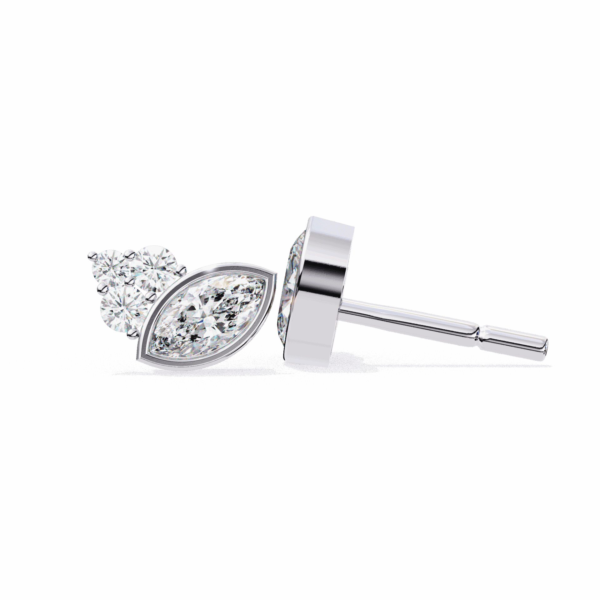 0.5 Carat Marquise and Round Cluster Stud Earrings in Moissanite | House of Estara