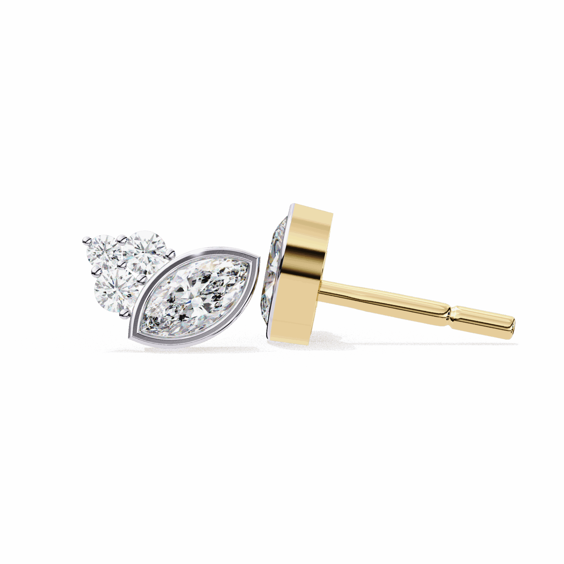 0.5 Carat Marquise and Round Cluster Stud Earrings in Moissanite | House of Estara