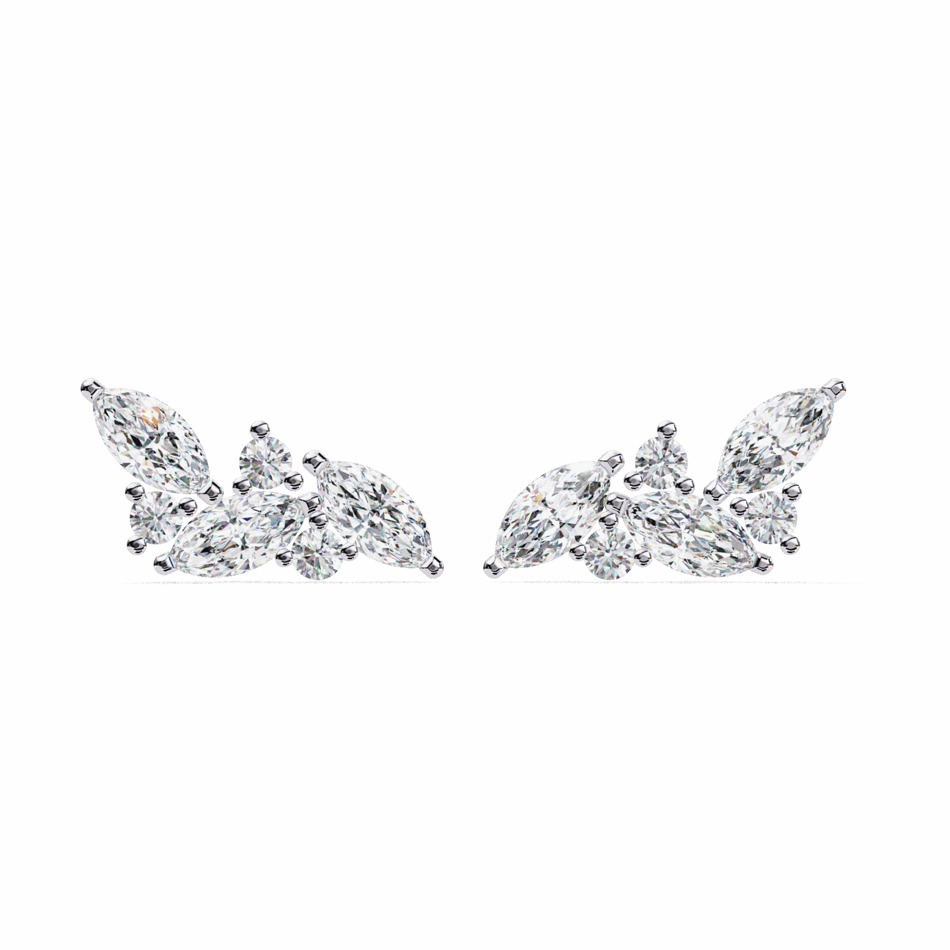 0.4 Carat Elegant Marquise and Round Stud Earrings in Moissanite | House of Estara