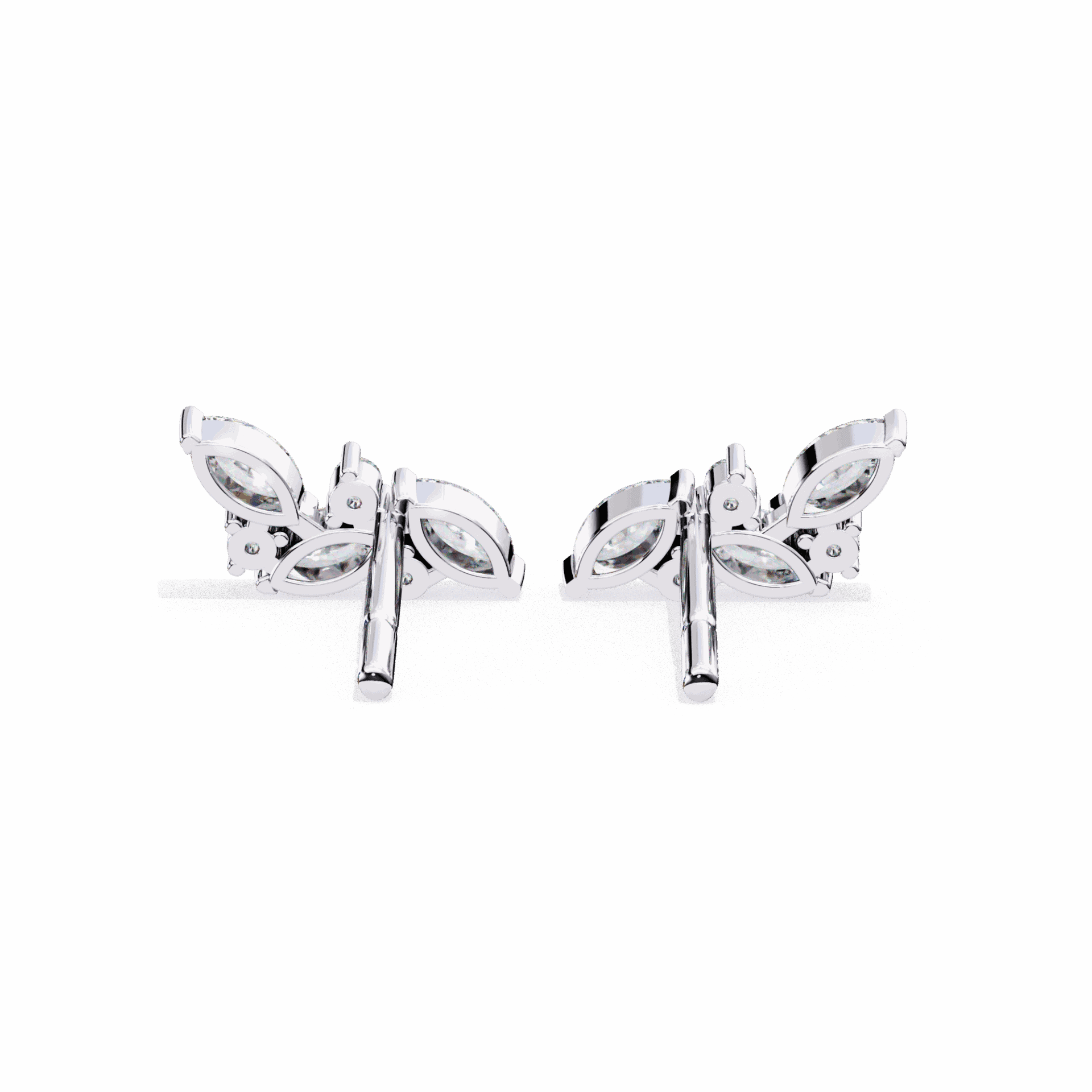 0.4 Carat Elegant Marquise and Round Stud Earrings in Moissanite | House of Estara