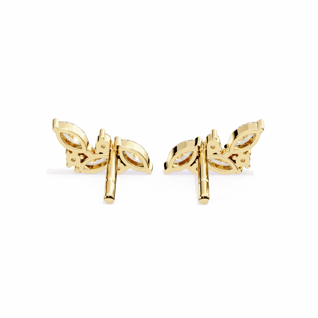 0.4 Carat Elegant Marquise and Round Stud Earrings in Moissanite | House of Estara