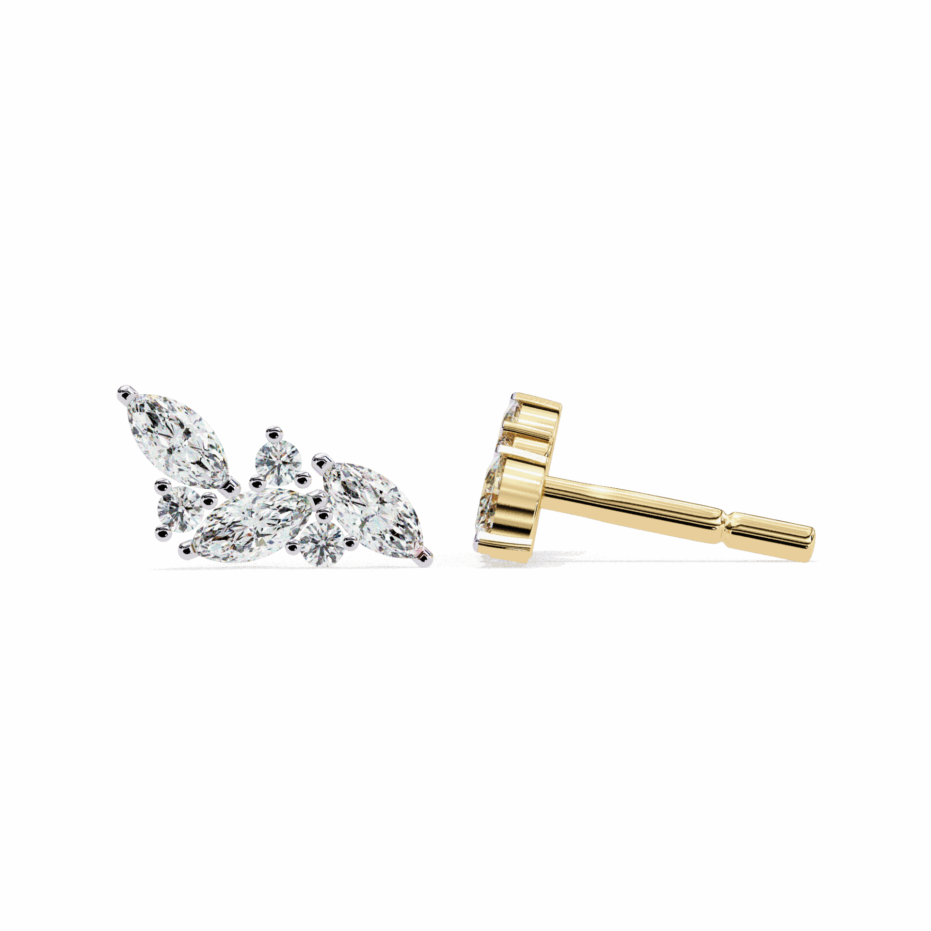 0.4 Carat Elegant Marquise and Round Stud Earrings in Moissanite | House of Estara