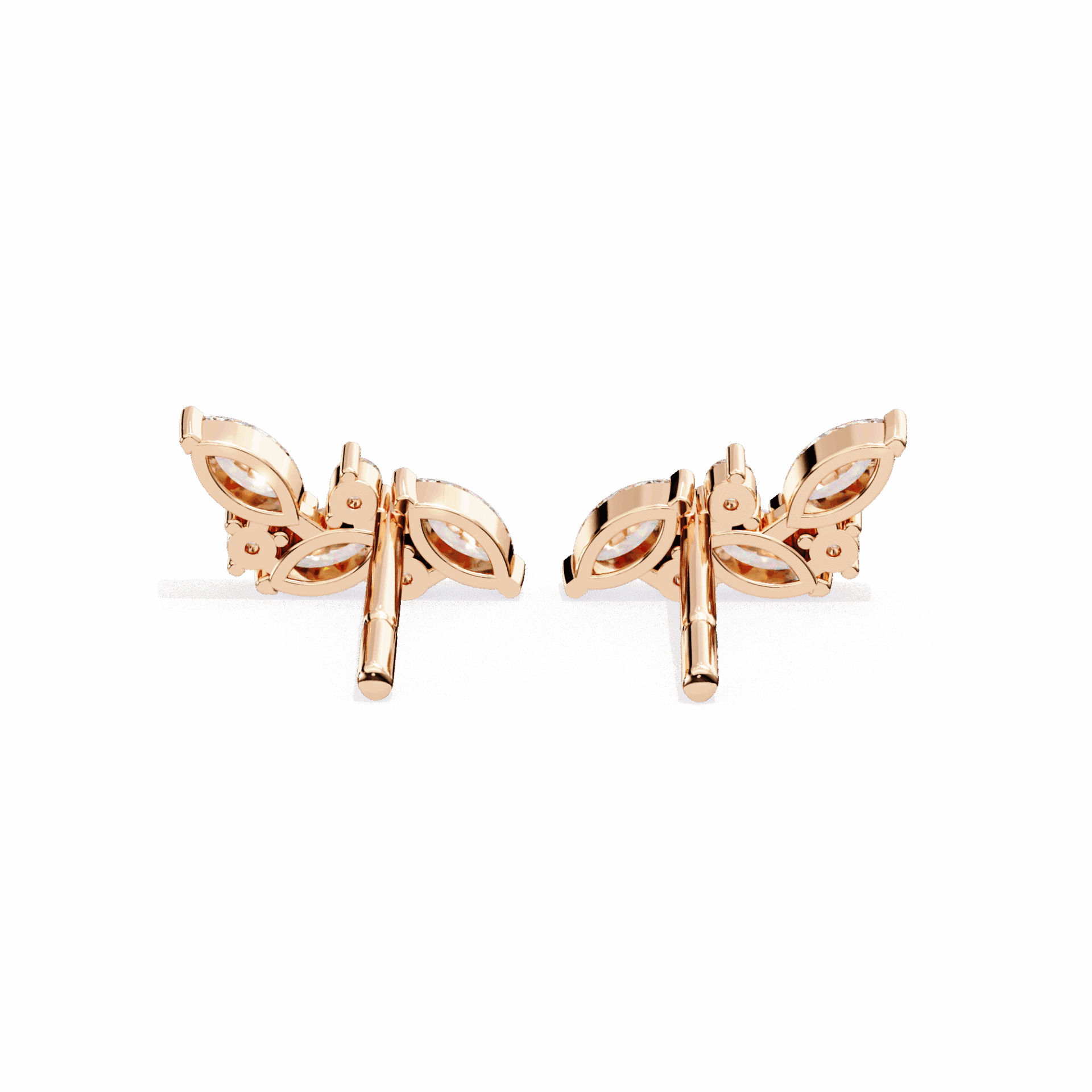 0.4 Carat Elegant Marquise and Round Stud Earrings in Moissanite | House of Estara