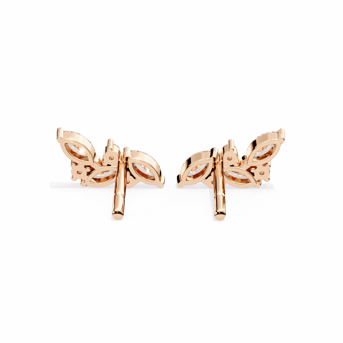 0.4 Carat Elegant Marquise and Round Stud Earrings in Moissanite | House of Estara