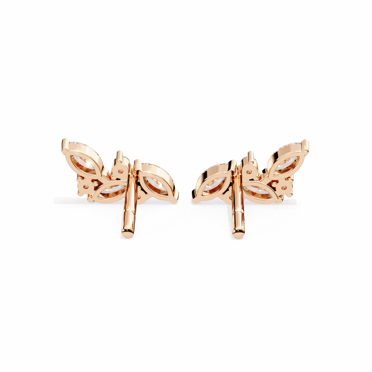 0.4 Carat Elegant Marquise and Round Stud Earrings in Moissanite | House of Estara