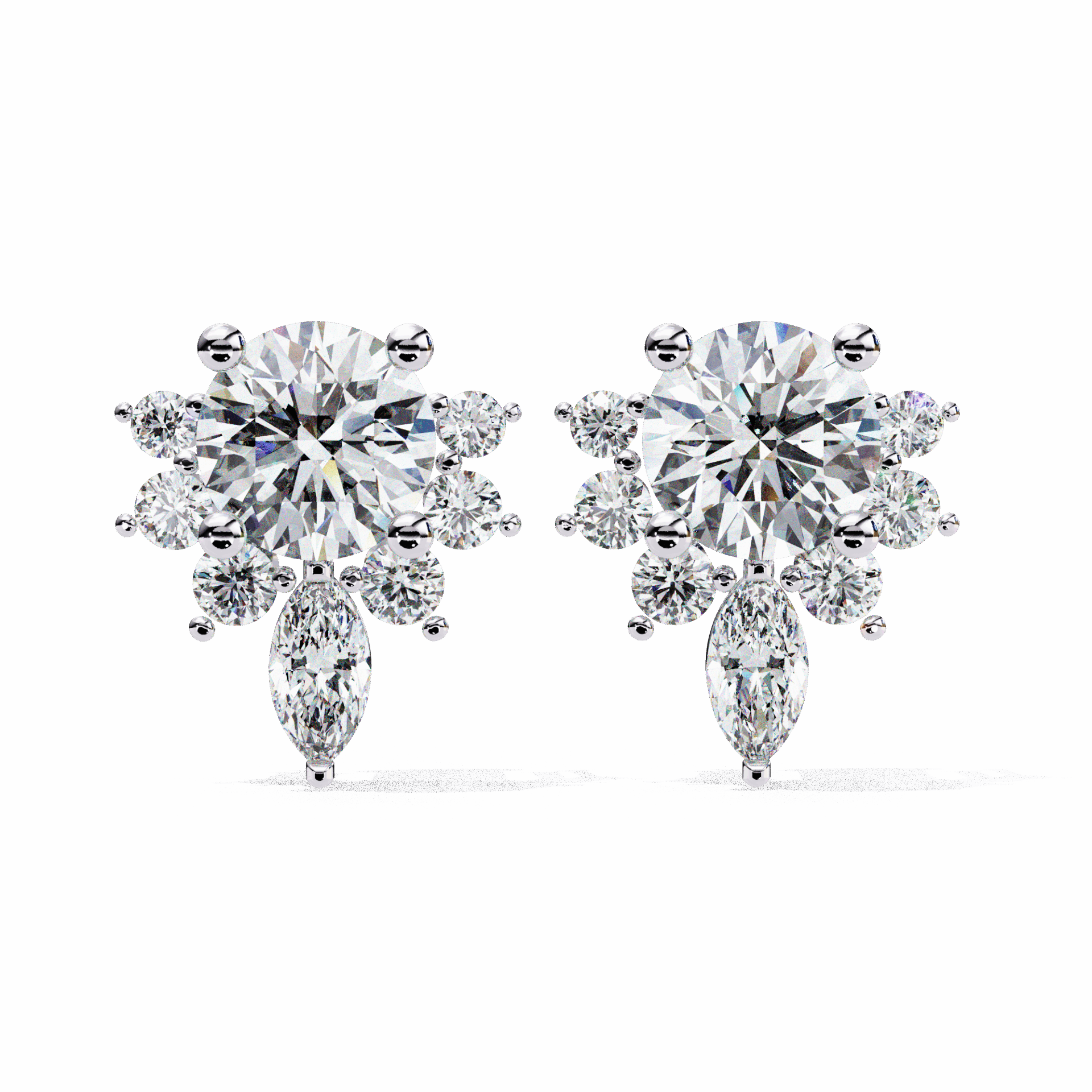 0.7 Carat Multi-Stone Marquise and Round Stud Earrings in Moissanite | House of Estara