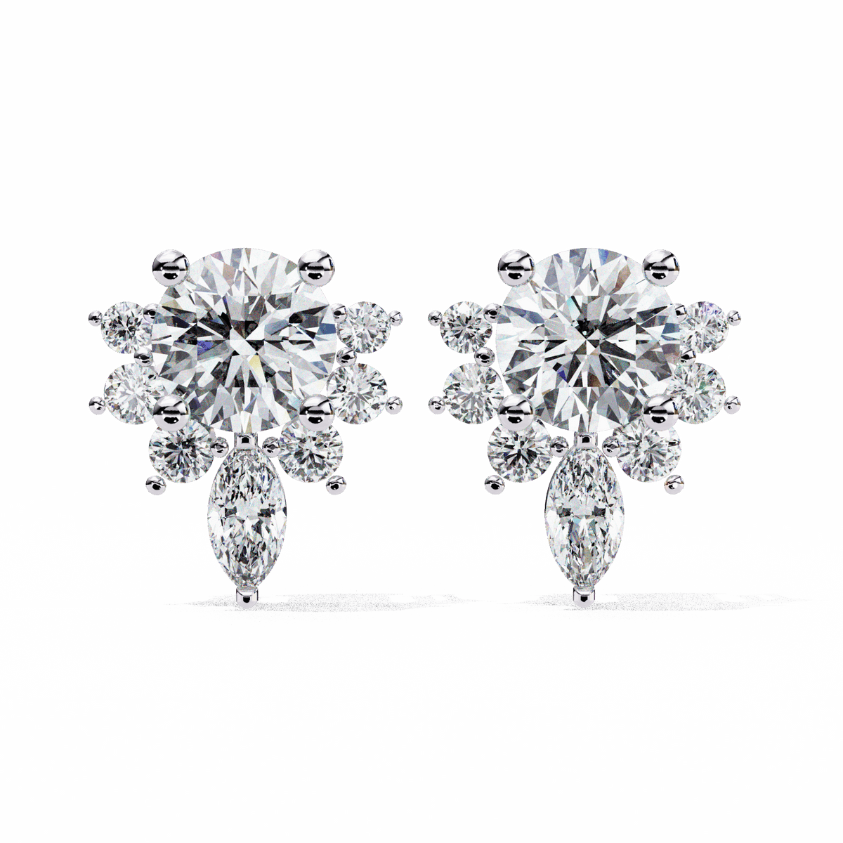 0.7 Carat Multi-Stone Marquise and Round Stud Earrings in Moissanite | House of Estara