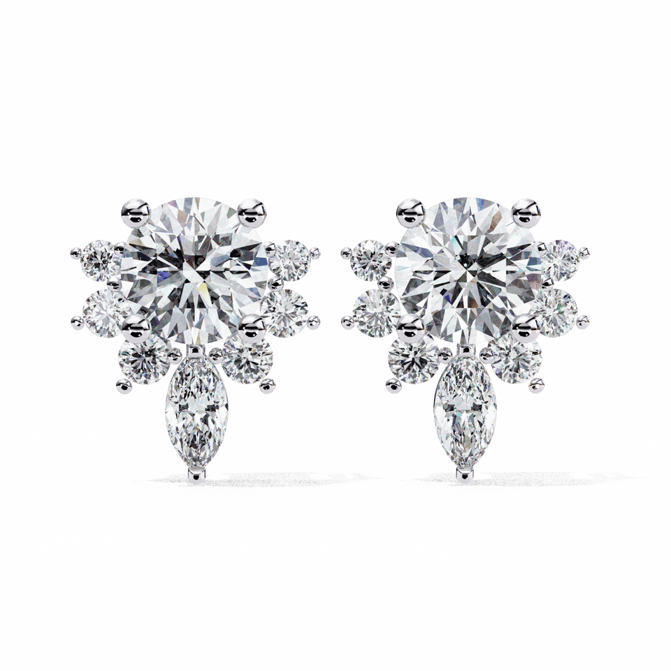 Multi-Stone Marquise and Round Stud Earrings