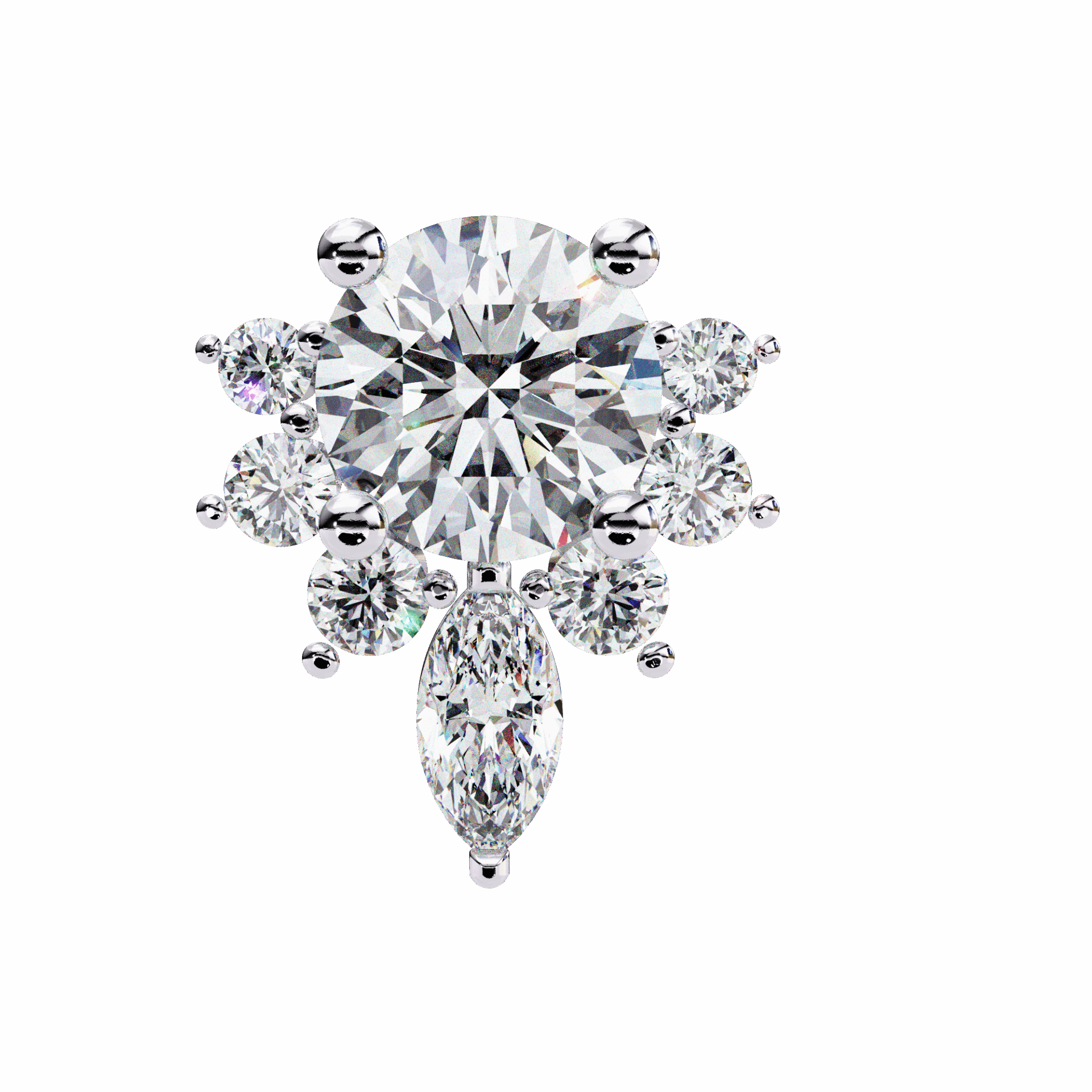0.7 Carat Multi-Stone Marquise and Round Stud Earrings in Moissanite | House of Estara