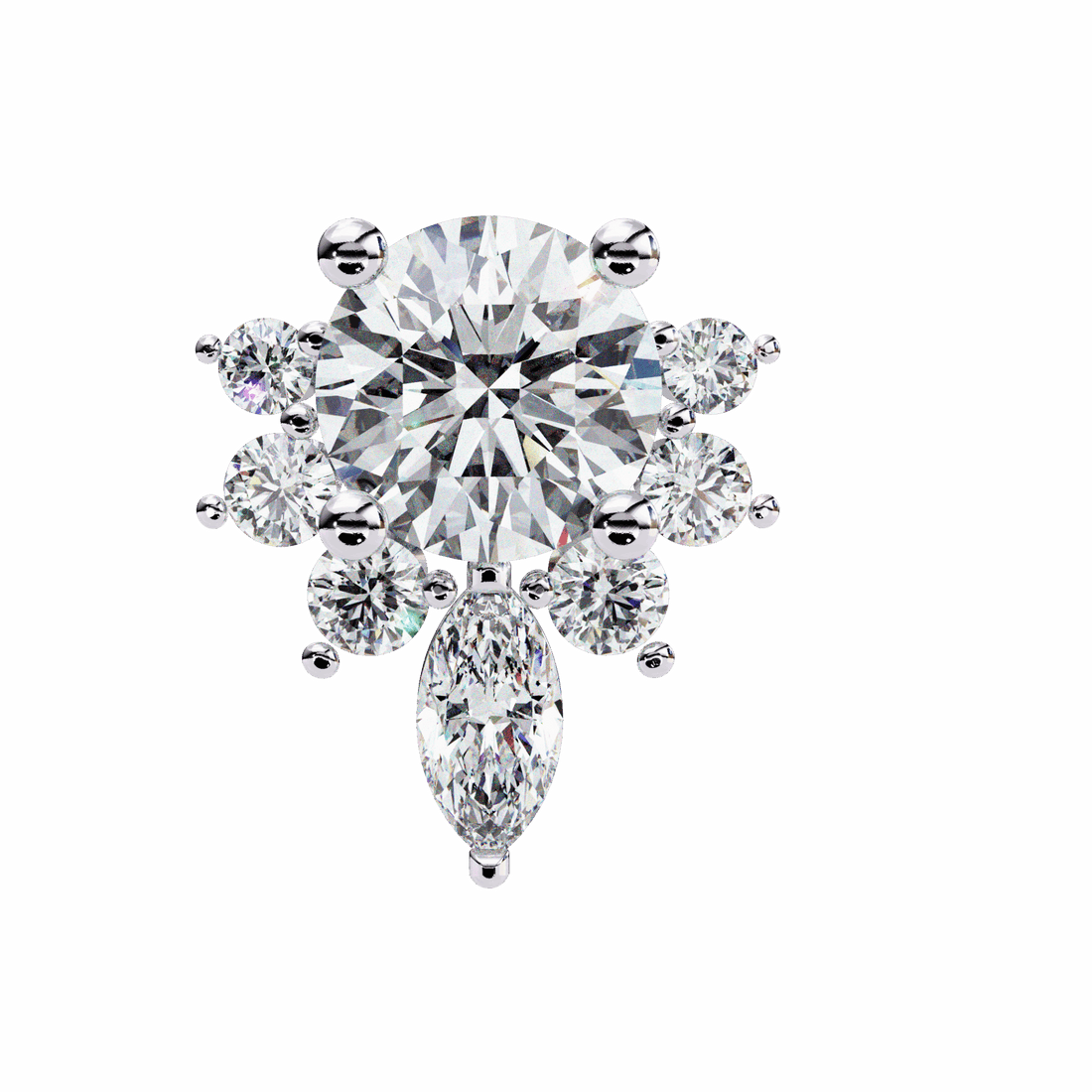 0.7 Carat Multi-Stone Marquise and Round Stud Earrings in Moissanite | House of Estara