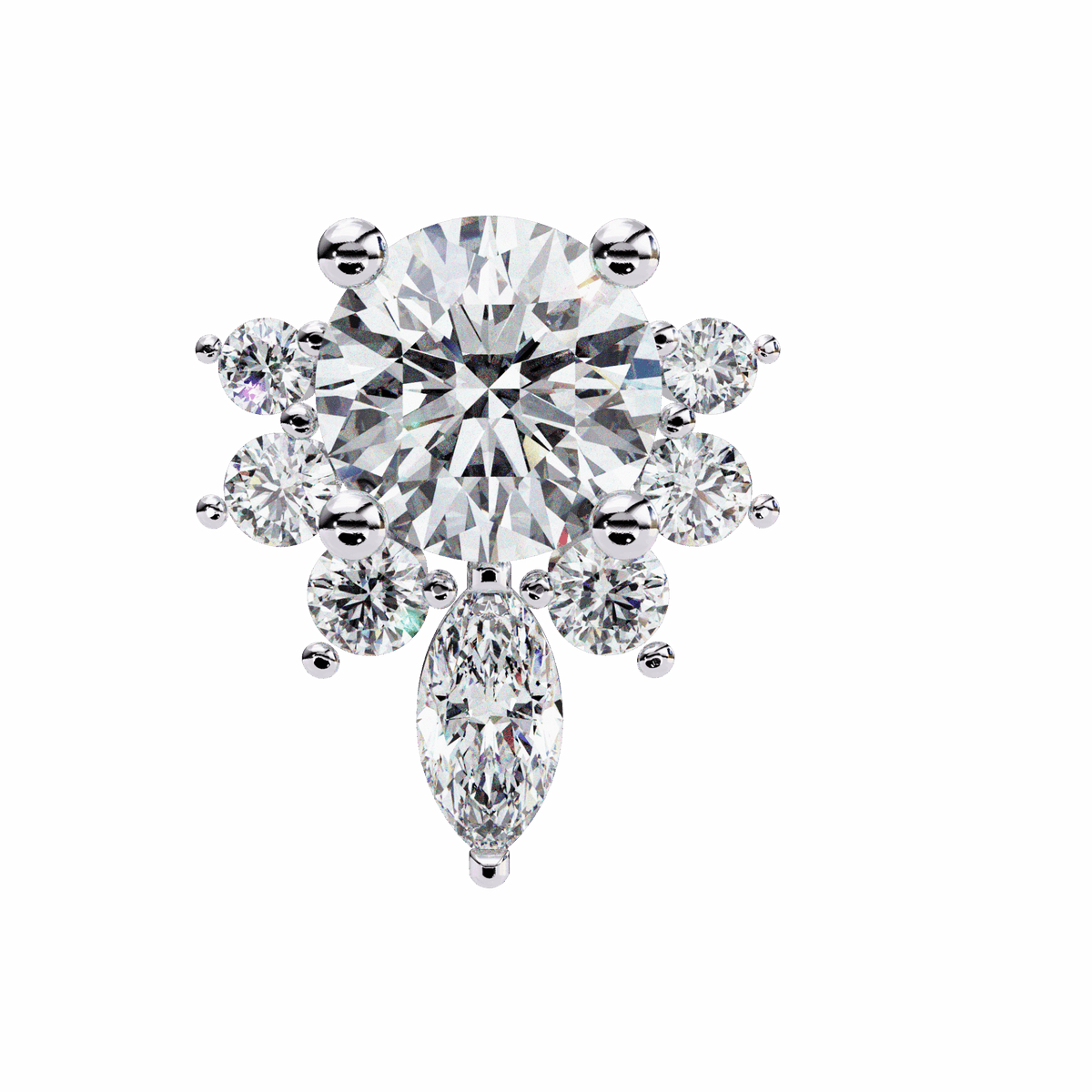 0.7 Carat Multi-Stone Marquise and Round Stud Earrings in Moissanite | House of Estara