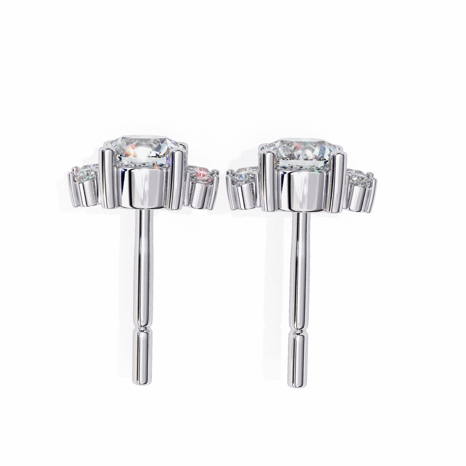 0.7 Carat Multi-Stone Marquise and Round Stud Earrings in Moissanite | House of Estara