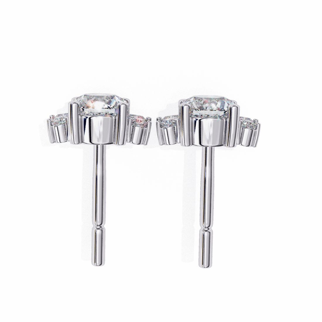 0.7 Carat Multi-Stone Marquise and Round Stud Earrings in Moissanite | House of Estara