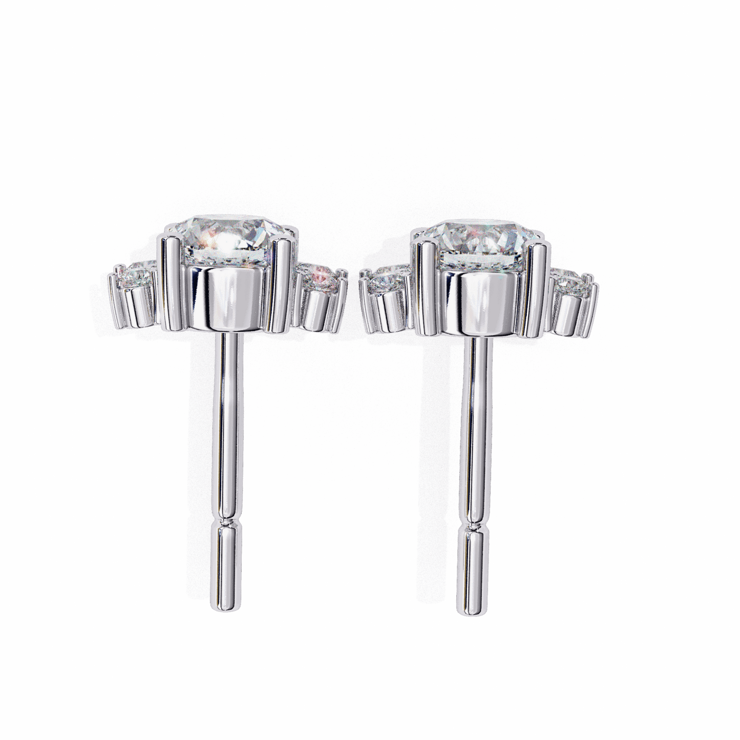 0.7 Carat Multi-Stone Marquise and Round Stud Earrings in Moissanite | House of Estara