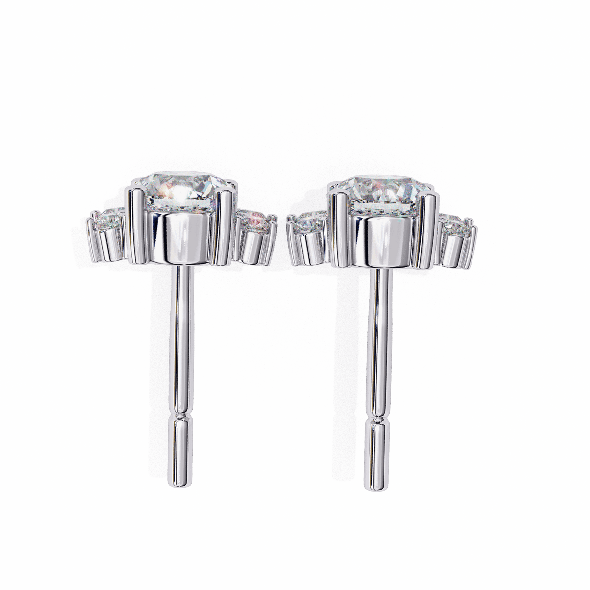 0.7 Carat Multi-Stone Marquise and Round Stud Earrings in Moissanite | House of Estara