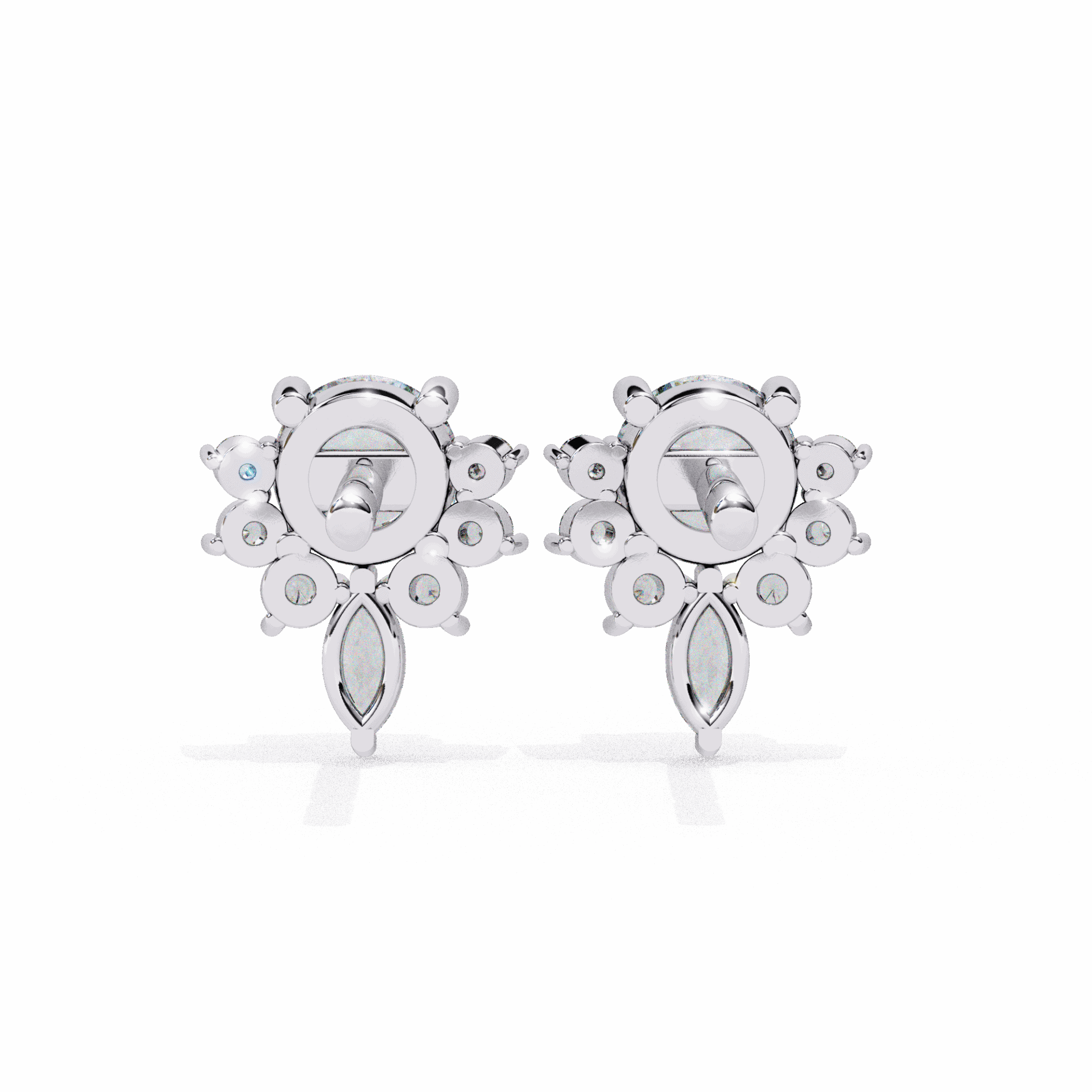0.7 Carat Multi-Stone Marquise and Round Stud Earrings in Moissanite | House of Estara